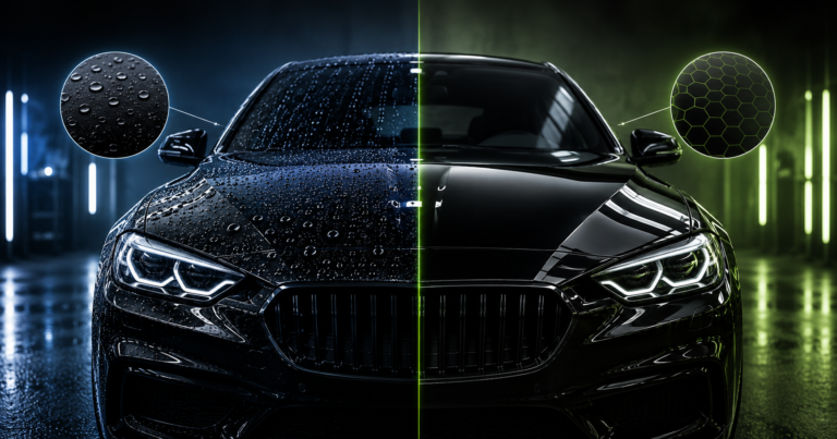Ceramic Coating vs Graphene Coating comparison on a black luxury car